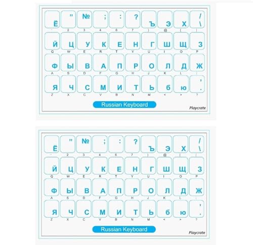 2er-Pack Russische Tastatur-Aufkleber transparent für Computer PC Laptop Notebook (Blau) von Playcrate