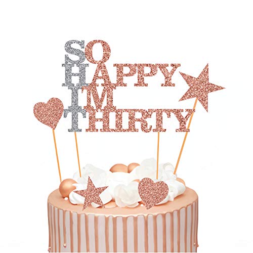 Tortenaufsatz zum 30. Geburtstag, rotgoldener Glitzer, "So Happy I'm Thirty", für 30 Partys Tortenaufsatz zum 30. Geburtstag, rotgoldener Glitzer, "So Happy I'm Thirty", für 30 Partys von Playcrate