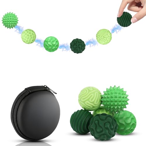 6 Stück Magnetische Sensorik Spielzeug Magnetic Fidget Toys Anti-Stress Entspannung Spielzeug mit Silikonhülle Magnetkugeln Stressball aus Silikon Anziehungskraft für Angst Partys(Grün) von Playexen