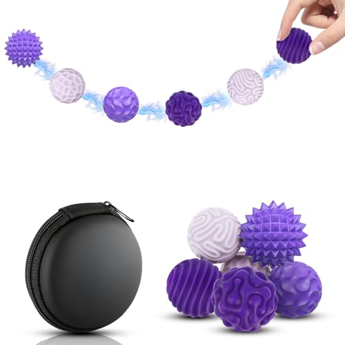 6 Stück Magnetische Sensorik Spielzeug Magnetic Fidget Toys Anti-Stress Entspannung Spielzeug mit Silikonhülle Magnetkugeln Stressball aus Silikon Anziehungskraft für Angst Partys(Lila) von Playexen