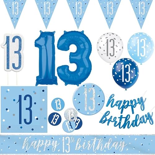 13. Geburtstag Partydeko blau Junge hellblau Geburtstagsparty Artikel Set von Playflip