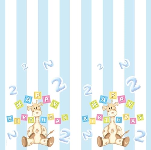 2. Geburtstag Junge Giraffe Tischdecke Partygeschirr Partydeko hellblau Einweggeschirr Kindergeburtstag von Playflip