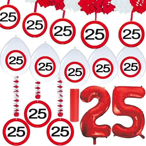 25. Geburtstag Verkehrsschild Party Deko Set rot weiß Mann Frau Partyset 25. Geburtstag Verkehrsschild Party Deko Set rot weiß Mann Frau Partyset von Playflip