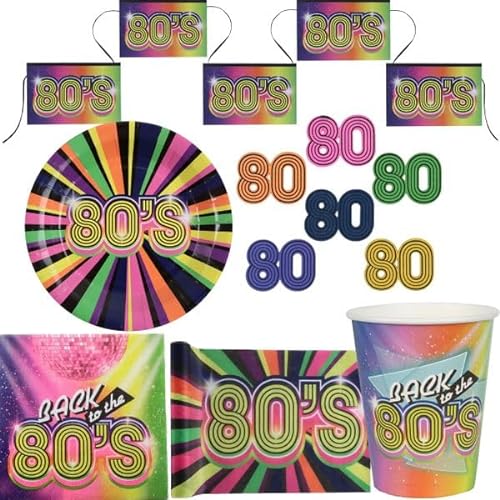80er Jahre Party Deko Set Partyset 80s Dekoration Mottoparty Disco von Playflip