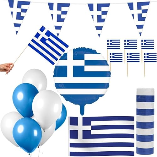 Griechenland Party Deko Set 83 TLG. Partyset Partydeko blau weiß von Playflip