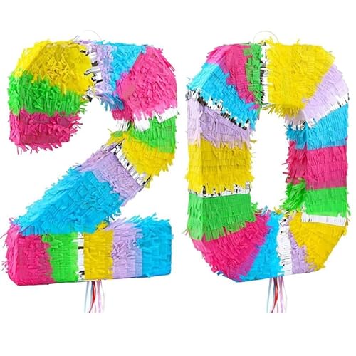 Pinata Zahl 20 bunt pastell 20. Geburtstag von Playflip