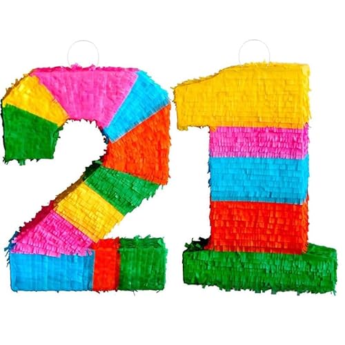 Pinata Zahl 21 bunt 21. Geburtstag Party Spiel Dekoration Deko von Playflip