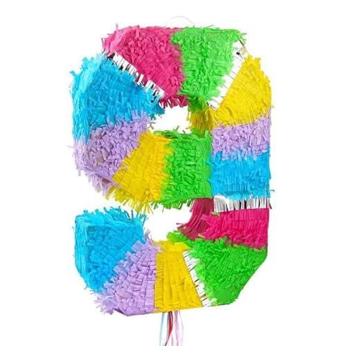 Pinata Zahl 9 pastell bunt 9. Geburtstag Party Spiel Dekoration Deko Kindergeburtstag von Playflip
