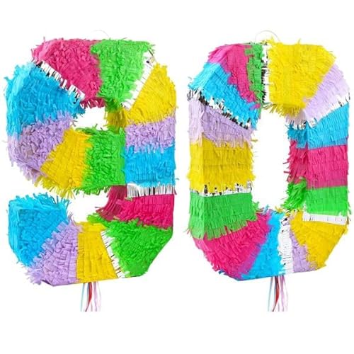 Pinata Zahl 90 bunt pastell 90. Geburtstag von Playflip