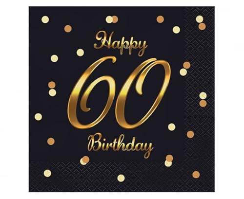 Playflip 20 Servietten schwarz Gold Zahl 60 Playflip 20 Servietten schwarz Gold Zahl 60 von Playflip