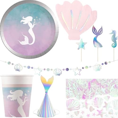 Playflip Meerjungfrau Geburtstag Deko Partyset zum Kindergeburtstag 47 TLG. von Playflip