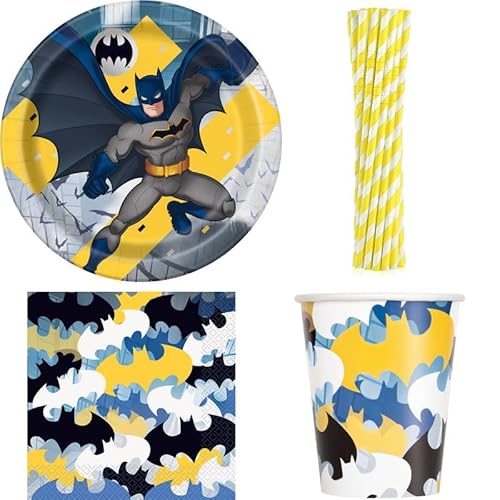Playflip Partyhgeschirr Batman Geburtstagsdeko Partyset Kindergeburtstag von Playflip