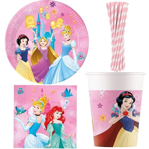 Playflip Princess Party Geschirr Partyset Kindergeburtstag Cinderella, Arielle 76 TLG. von Playflip