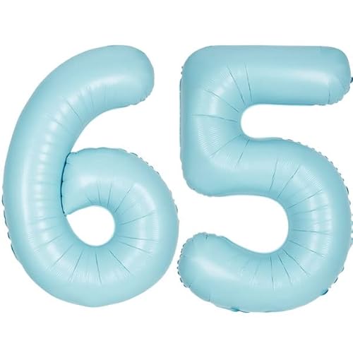 Playflip XXL Folienballon Zahl bunt Geburtstag Jubiläum Zahlenballon Riesenfolienballon Geburtstagsdeko, Farbe:Hellblau, Zahl:65 Playflip XXL Folienballon Zahl bunt Geburtstag Jubiläum Zahlenballon Riesenfolienballon Geburtstagsdeko, Farbe:Hellblau, Zahl:65 von Playflip