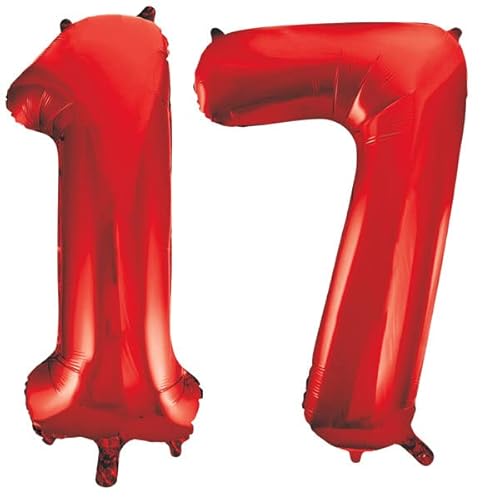 Playflip XXL Folienballon Zahl bunt Geburtstag Jubiläum Zahlenballon Riesenfolienballon Geburtstagsdeko, Farbe:Rot, Zahl:17 Playflip XXL Folienballon Zahl bunt Geburtstag Jubiläum Zahlenballon Riesenfolienballon Geburtstagsdeko, Farbe:Rot, Zahl:17 von Playflip