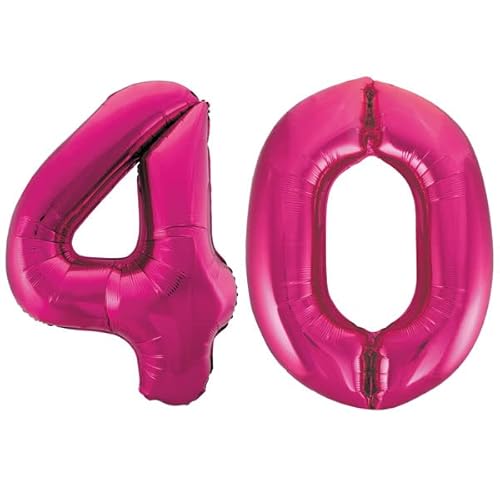 Playflip XXL Folienballon Zahl bunt Geburtstag Jubiläum Zahlenballon Riesenfolienballon Geburtstagsdeko, Farbe:Pink, Zahl:40 von Playflip