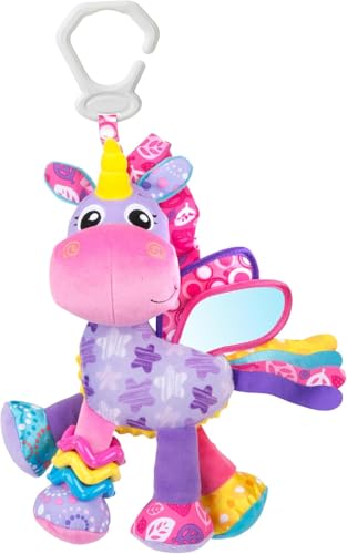 Playgro Activity Friend Stern Unicorn – Einhorn Aktivität für Neugeborene ab 0 Monaten mit Clip, lebendige Textur und Farben von Playgro