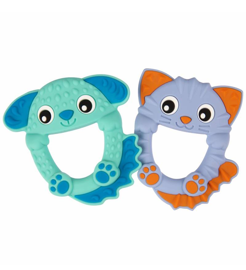 Playgro Beißringe - 2er-Pack - Hund & Katze - Playgro - One Size - Beißringe von Playgro