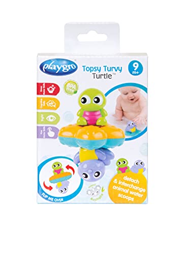 Playgro Topsy Turvey Turtle - Wendbares Badespielzeug Schildkröten/Seehund mit Bechern, Rassel und sensorischer Stimulation von Playgro