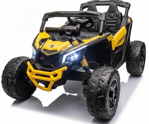Playhouse Buggy Maverick 4x4 24V - 800W, Bluetooth, Ledersitz, 2 Stoßdämpfer, Eva Räder, 24V 7ah, Fernbedienung, Kinderauto Kinderfahrzeug Kinder Elektroauto (Gelb) von Playhouse