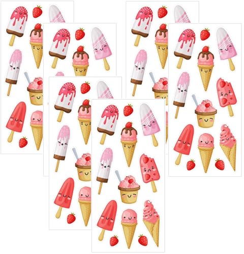 Playhouse Ice Cream Pops Kratz- und Schnüffelaufkleber, Erdbeerduft, 3 Packungen von Playhouse