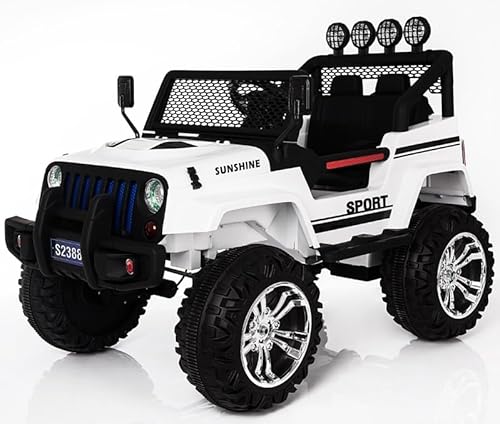 Playhouse Jeep 4x4 Off Road, 4 Motoren, 2 Akkus 12V 9ah, Bluetooth, Kinderauto Kinderfahrzeug Elektroauto (Weiß) von Playhouse