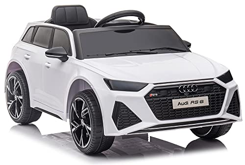 Playhouse Kinder Elektroauto Audi RS6 12V, Eva Räder,Leder Kinderauto Kinderfahrzeug der Hit (2.Weiß) von Playhouse