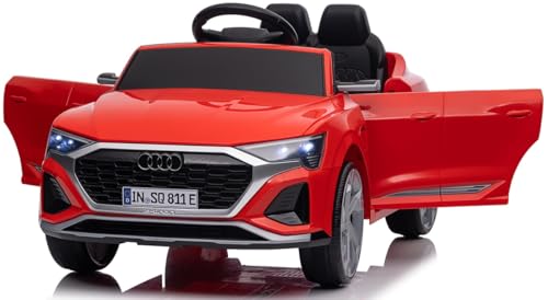 Playhouse Kinder Elektroauto Audi SQ8 RS 4x4, Ledersitz, 4 Stoßdämpfer, Eva Räder, 12V 7ah, Bluetooth, Fernbedienung, Kinderauto Kinderfahrzeug (Rot) von Playhouse