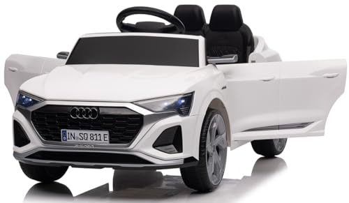 Playhouse Kinder Elektroauto Audi SQ8 RS 4x4, Ledersitz, 4 Stoßdämpfer, Eva Räder, 12V 7ah, Bluetooth, Fernbedienung, Kinderauto Kinderfahrzeug (Weiß) von Playhouse