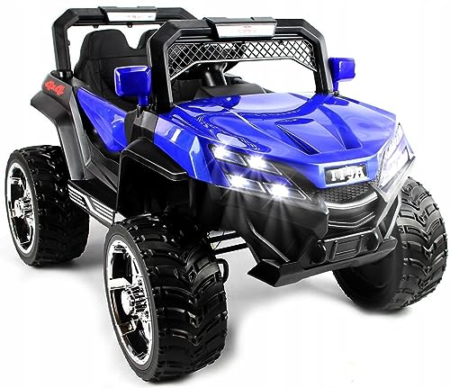 Playhouse Kinder Elektroauto Buggy x2 4x4 180Watt, Ledersitz, 4 Stoßdämpfer, Eva Räder, 12V 7ah, Fernbedienung, Kinderauto Kinderfahrzeug (Blau) von Playhouse
