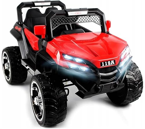 Playhouse Kinder Elektroauto Buggy x2 4x4 180Watt, Ledersitz, 4 Stoßdämpfer, Eva Räder, 12V 7ah, Fernbedienung, Kinderauto Kinderfahrzeug (Rot) von Playhouse