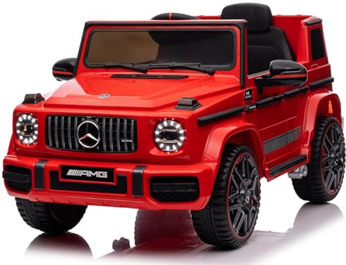Playhouse Kinder Elektroauto Mercedes G63 AMG 4x4 180 Watt, Ledersitz, 4 Stoßdämpfer, Eva Räder, 12V 9ah, Fernbedienung, Kinderauto Kinderfahrzeug (Rot) von Playhouse