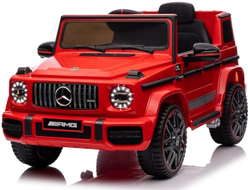 Playhouse Kinder Elektroauto Mercedes G63 AMG 90 Watt, Ledersitz, 4 Stoßdämpfer, Eva Räder, 12V 7ah, Fernbedienung, Kinderauto Kinderfahrzeug (Rot) von Playhouse