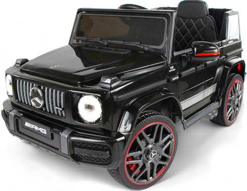 Playhouse Kinder Elektroauto Mercedes G63 AMG 4x4 180 Watt, Ledersitz, 4 Stoßdämpfer, Eva Räder, 12V 9ah, Fernbedienung, Kinderauto Kinderfahrzeug (Schwarz) von Playhouse