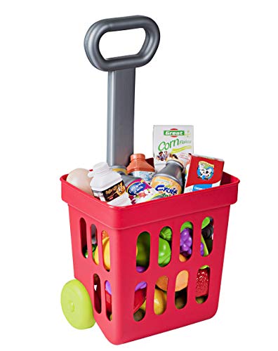 Playkidiz Mini-Einkaufswagen – Einkaufskorb zum Füllen und Rollen – 24-teiliger Einkaufskorb für kleine Spielzeuge – Lebensmittel-, Küchen- und Lebensmittelspielzeug aus Kunststoff für Kleinkinder Playkidiz Mini-Einkaufswagen – Einkaufskorb zum Füllen und Rollen – 24-teiliger Einkaufskorb für kleine Spielzeuge – Lebensmittel-, Küchen- und Lebensmittelspielzeug aus Kunststoff für Kleinkinder von Playkidz