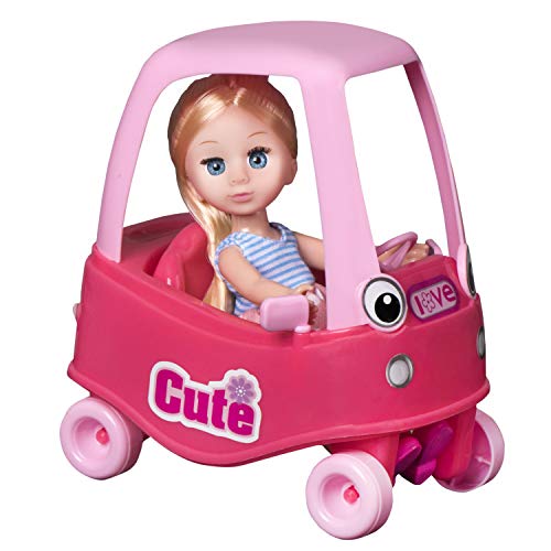 Playkidiz Mini Puppe Coupe Playset: Pretend Play Mini Blonde Puppe mit super langlebigem Coupé für Kinderpuppenhaus oder einfach Spaß von Playkidz