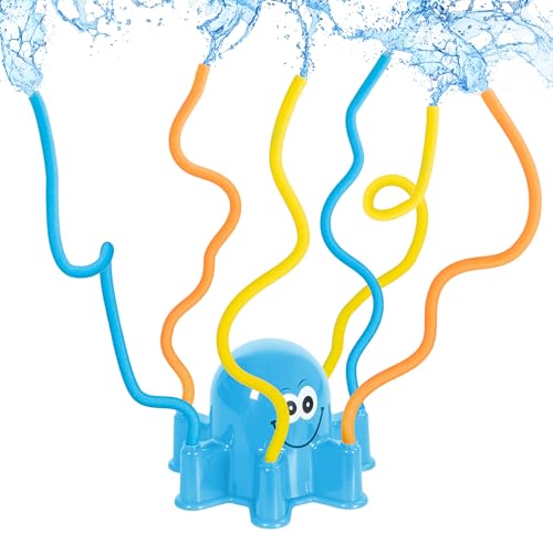 Wassersprinkler Oktopus für Kinder mit 6 Armen aus denen Wasser spritzt | ca. 20,5 x 20 x 14 cm | Wasserspielzeug für Groß und Klein (blau) von Playland