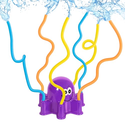 Wassersprinkler Oktopus für Kinder mit 6 Armen aus denen Wasser spritzt | ca. 20,5 x 20 x 14 cm | Wasserspielzeug für Groß und Klein (lila) von Playland
