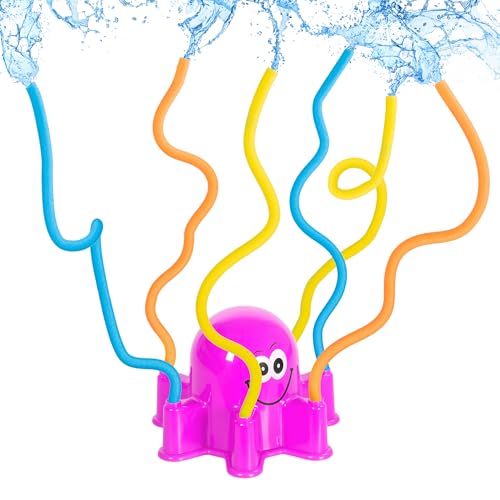 Wassersprinkler Oktopus für Kinder mit 6 Armen aus denen Wasser spritzt | ca. 20,5 x 20 x 14 cm | Wasserspielzeug für Groß und Klein (pink) von Playland