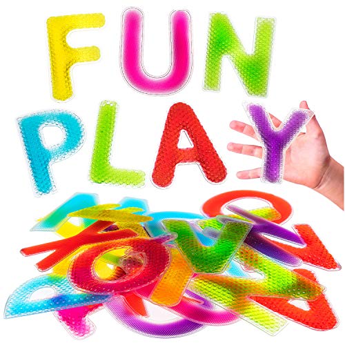 Playlearn Sensorisches Gel-Alphabet-Buchstaben A bis Z – 26 Stück, taktiles strukturiertes Lernspielzeug für Kinder, Autistim, Angstlinderung, Alphabet, flüssiges sensorisches Spielzeug, ABC-Lernen, von Playlearn