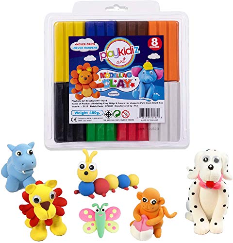 Playkidiz Polymer Kit mit Werkzeugen - Polymer Knetmasse Starter Set Werkzeuge und Zubehör, DIY Educational Moulding, Backofen Moulding Clay, Best Home Sets Geschenk für Kinder - Helle Farbe von Playmags