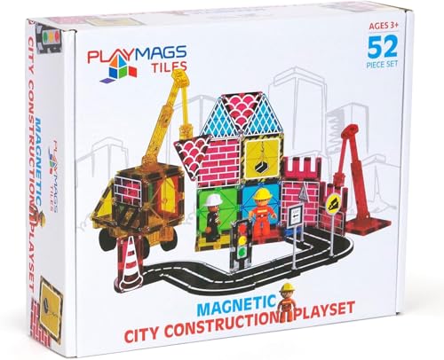 Playmags 52-Teiliges Stadtbau-Magnetfliesen-Set, Bausteine Mit Kran & Straßenstücken, Pädagogisches STEM-Spielzeug Für Jungen Und Mädchen Ab 3 Jahren Playmags 52-Teiliges Stadtbau-Magnetfliesen-Set, Bausteine Mit Kran & Straßenstücken, Pädagogisches STEM-Spielzeug Für Jungen Und Mädchen Ab 3 Jahren von Playmags