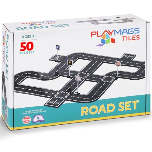 Playmags Magnetplättchen-Straßenset – 50-Teilig, STEM-Pädagogisches Konstruktionsspielzeug, Autostrecke, Bausteine, Magnetspielzeug Für Kleinkinder, Sicher Ab 3 Jahren Playmags Magnetplättchen-Straßenset – 50-Teilig, STEM-Pädagogisches Konstruktionsspielzeug, Autostrecke, Bausteine, Magnetspielzeug Für Kleinkinder, Sicher Ab 3 Jahren von Playmags
