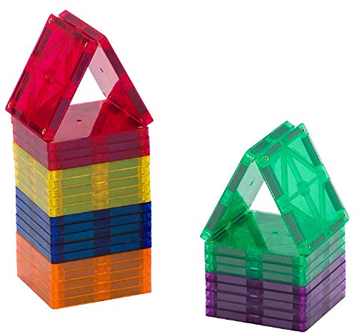 Playmags Starter Kit - 30 Stück Squares Set: Jetzt mit stärkeren Magneten, Robust, Super-Durable Magnetic Fliesen mit Vivid Farben entfernen STEM Spielzeug für Kinder von Playmags