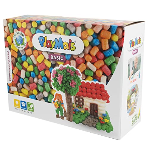 Playmais BASIC XL Bastel-Set für Kinder ab 3 Jahren | Über 2000 Stück zum Basteln | Natürliches Spielzeug | Fördert Kreativität & Motorik | Geschenk für Mädchen & Jungen | MADE IN GERMANY von Playmais