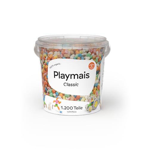 Playmais Classic 1200 Eimer | 1200 Teile | Bastelset | natürliches Spielzeug | inkl. Schwämmchen, Bastelmesser| vegan, verantwortungsvoll & sicher für Kinder & Umwelt | ab 3 Jahren von Playmais