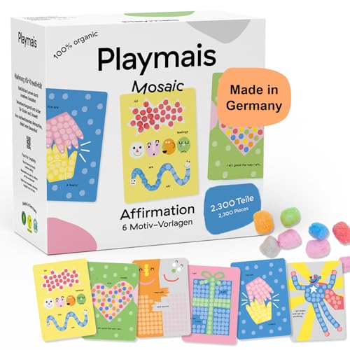 Playmais Mosaic Affirmation Cards| 2300 Teile | Bastelset | natürliches Spielzeug | inkl. Schwämmchen, 6 Motiv-Vorlagen | vegan, verantwortungsvoll & sicher für Kinder & Umwelt | ab 3 Jahren Playmais Mosaic Affirmation Cards| 2300 Teile | Bastelset | natürliches Spielzeug | inkl. Schwämmchen, 6 Motiv-Vorlagen | vegan, verantwortungsvoll & sicher für Kinder & Umwelt | ab 3 Jahren von Playmais