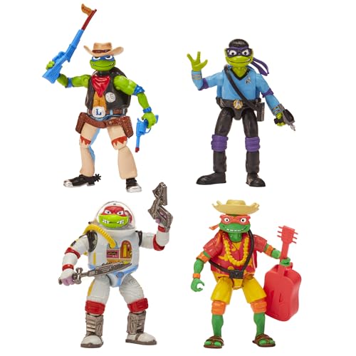 Teenage Mutant Ninja Turtles Verkleidungspaket für Partys: Bum Mikey, Cowboy Leo, Astronaut Raph & Donnie Actionfiguren Teenage Mutant Ninja Turtles Verkleidungspaket für Partys: Bum Mikey, Cowboy Leo, Astronaut Raph & Donnie Actionfiguren von TMNT