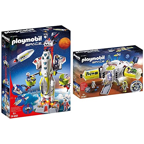 PLAYMOBIL 9487 Spielzeug-Mars-Station & 9488 Spielzeug-Mars-Rakete mit Startrampe von PLAYMOBIL