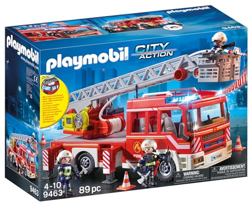 Playmobil City Action 9463 Feuerwehr-Leiterfahrzeug mit Licht und Sound, Ab 5 Jahren von PLAYMOBIL